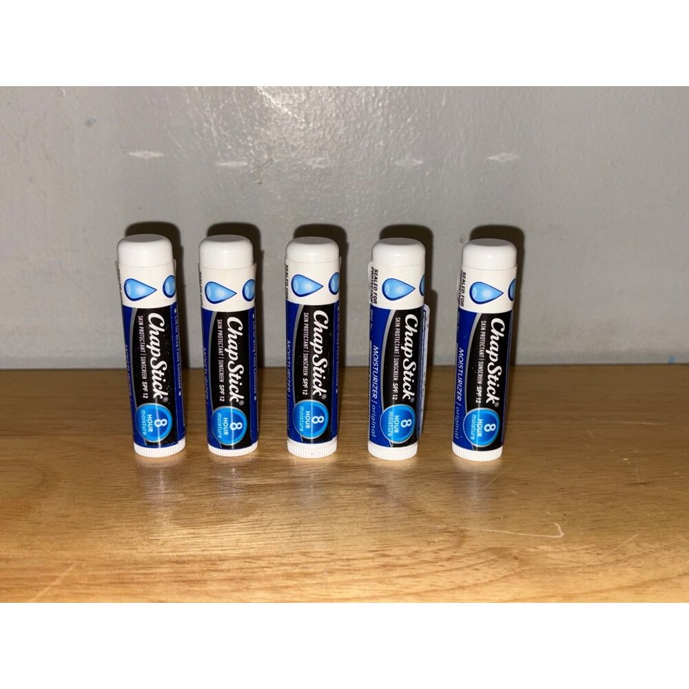 ChapStick 8 Hour Moisturizer Skin Protectant Lip Balm Set Of 5 Tubes .15 oz. New